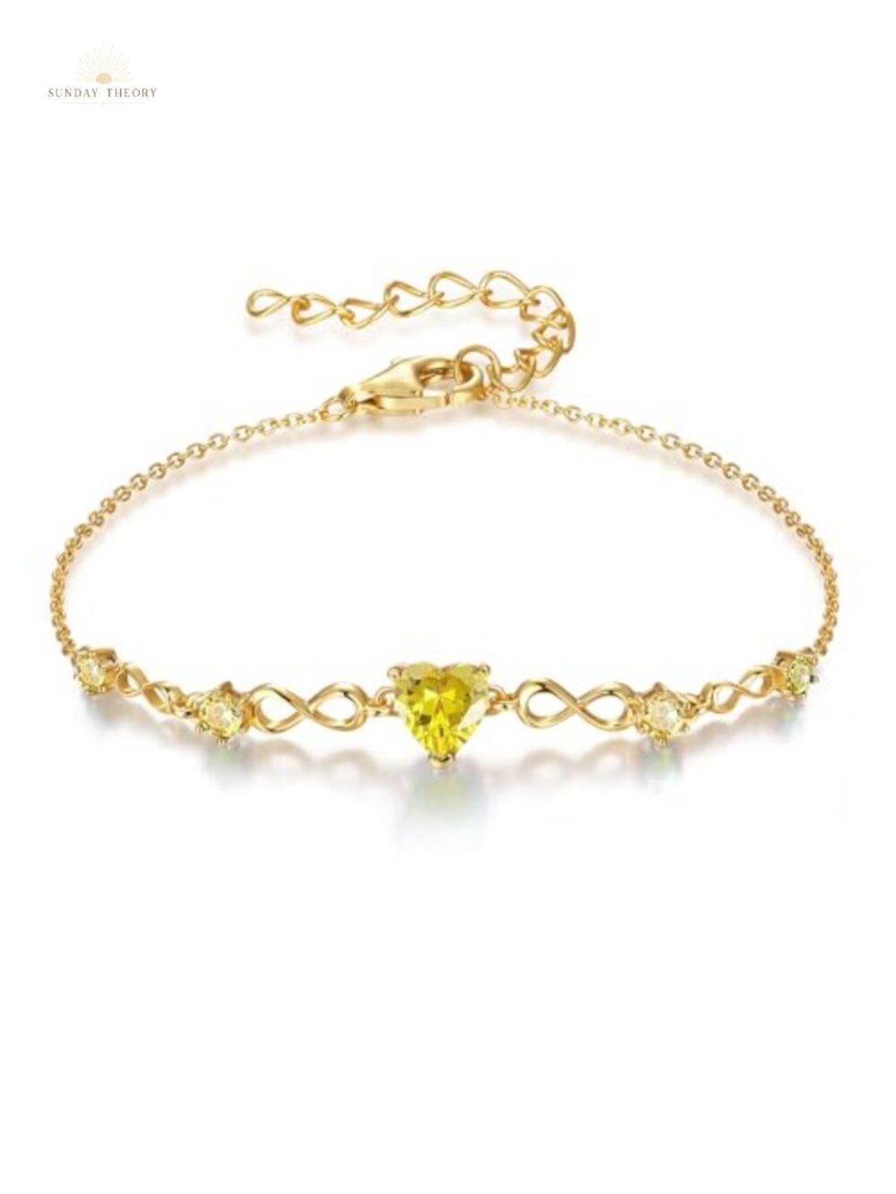 925 Sterling Silver Infinity Heart Birthstone Bracelet with Cubic Zirconia